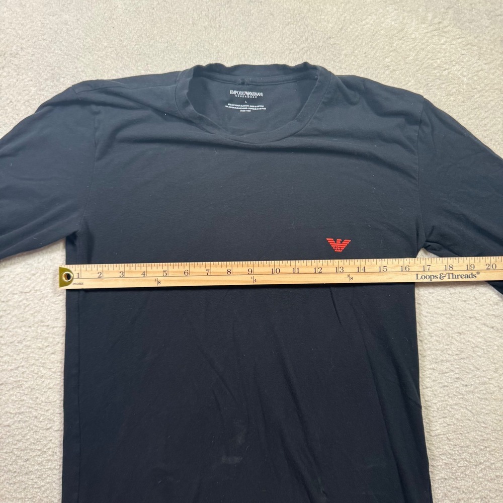 Emporio Armani Underwear Long Sleeve Shirt Mens Large Black Eagle GA Logo Tee - Picture 4 of 8